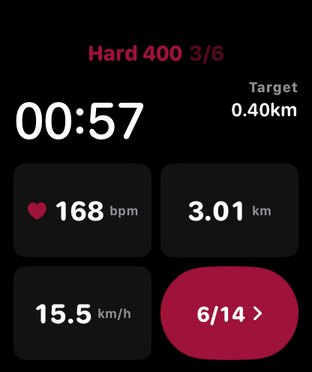 The same workout running on Apple Watch