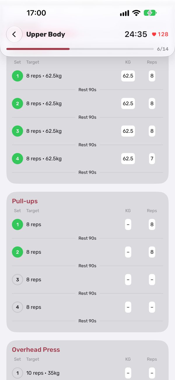 A live Set workout: Upper Body